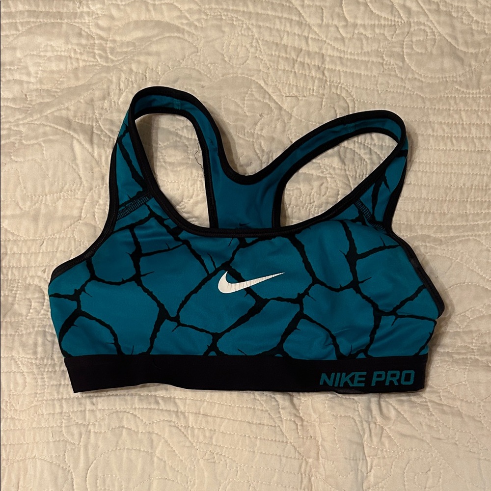 Nike Pro Women's Teal and Black Sports Bra